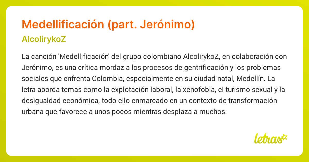 Significado de la canci n medellificaci n part jer nimo alcolirykoz
