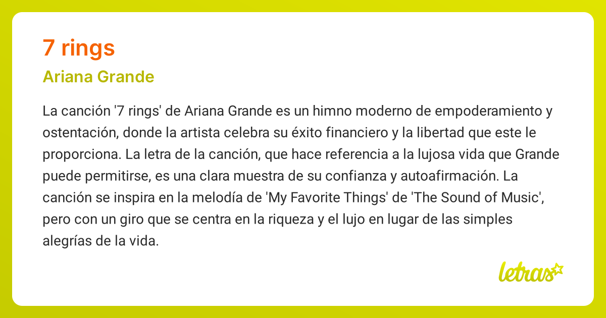 Significado de la canción 7 RINGS (Ariana Grande) - LETRAS.COM