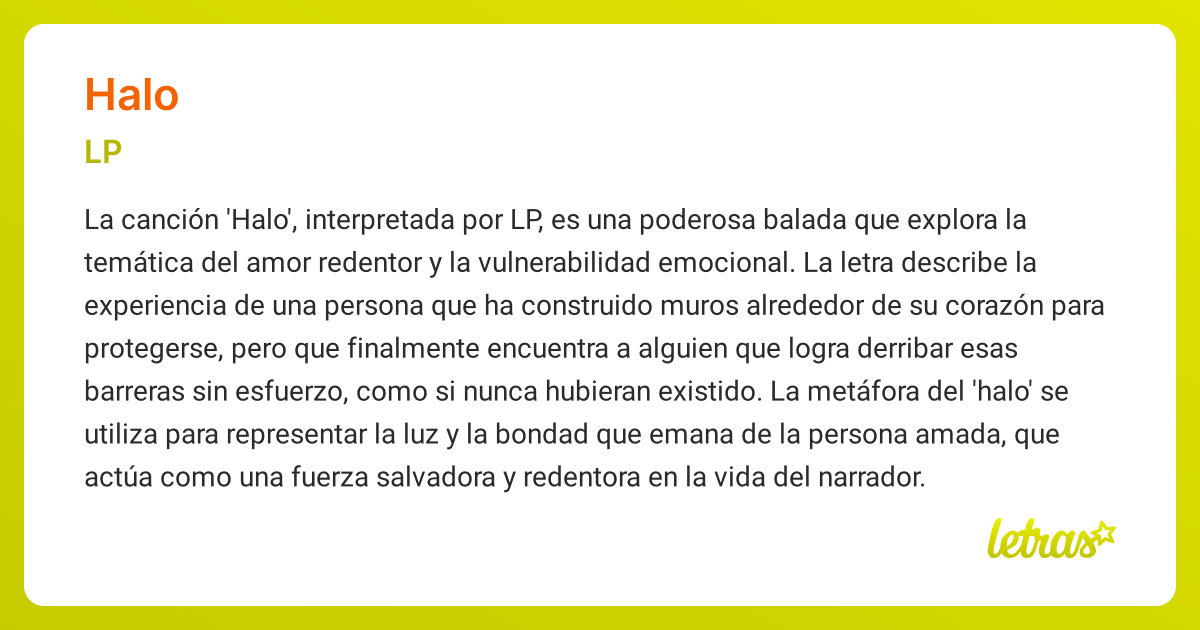 Significado de la canción HALO (LP) - LETRAS.COM