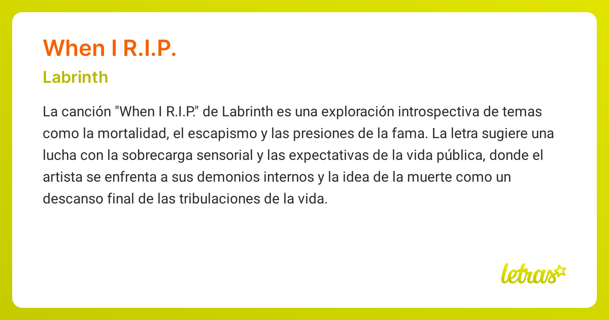 Significado de la canción WHEN I R.I.P. (Labrinth) - LETRAS.COM