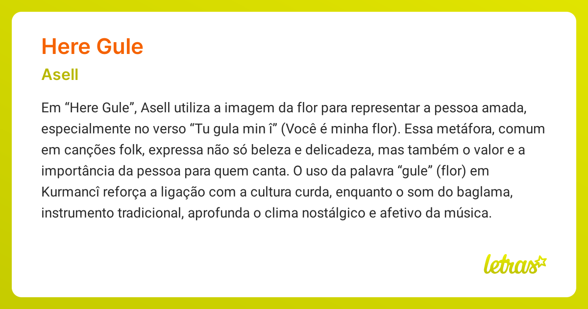 Significado da música HERE GULE (Asell) - LETRAS.MUS.BR