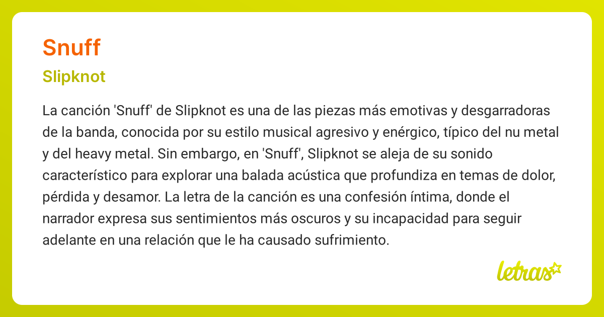 Significado de la canción SNUFF (Slipknot)