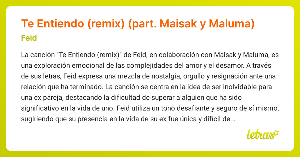Significado de la canción Te Entiendo (remix) (part. Maisak y Maluma ...