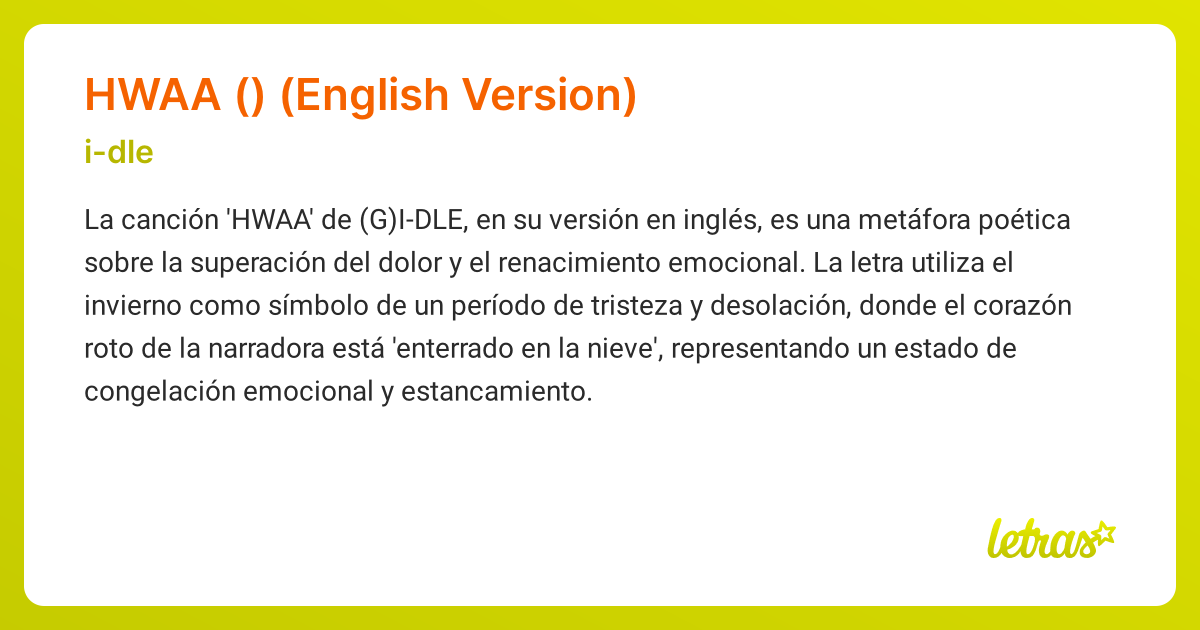 Significado de la canción HWAA (火花) (English Version) (i-dle) - LETRAS.COM