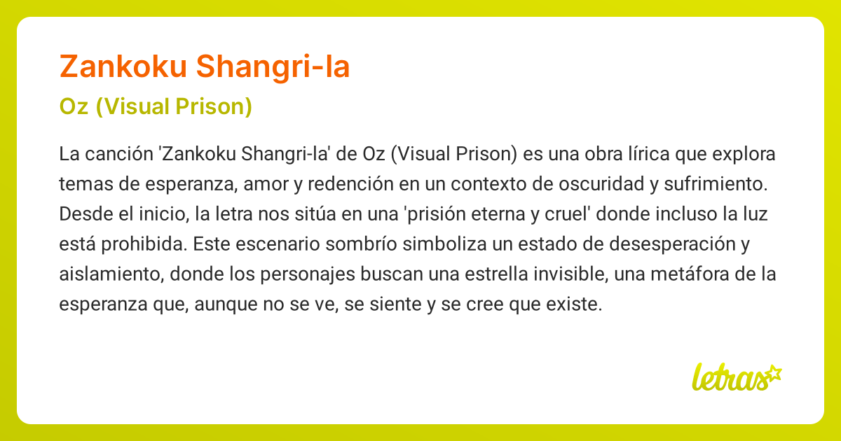 Significado de la canción ZANKOKU SHANGRI-LA (Oz (Visual Prison ...