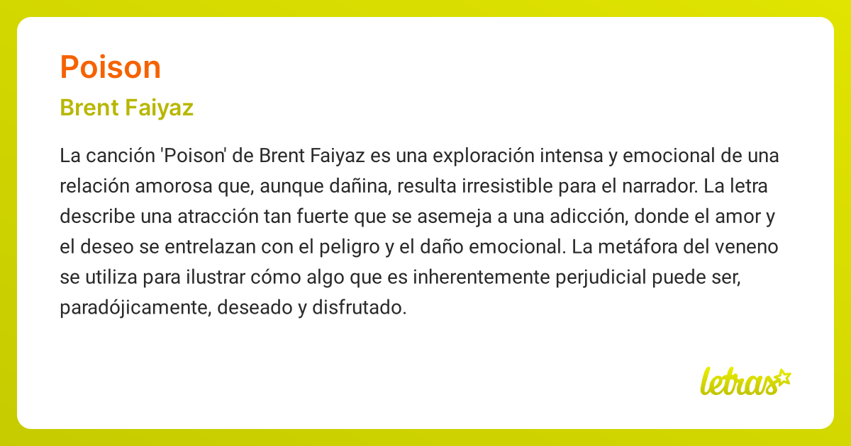 Significado de la canción POISON (Brent Faiyaz) - LETRAS.COM