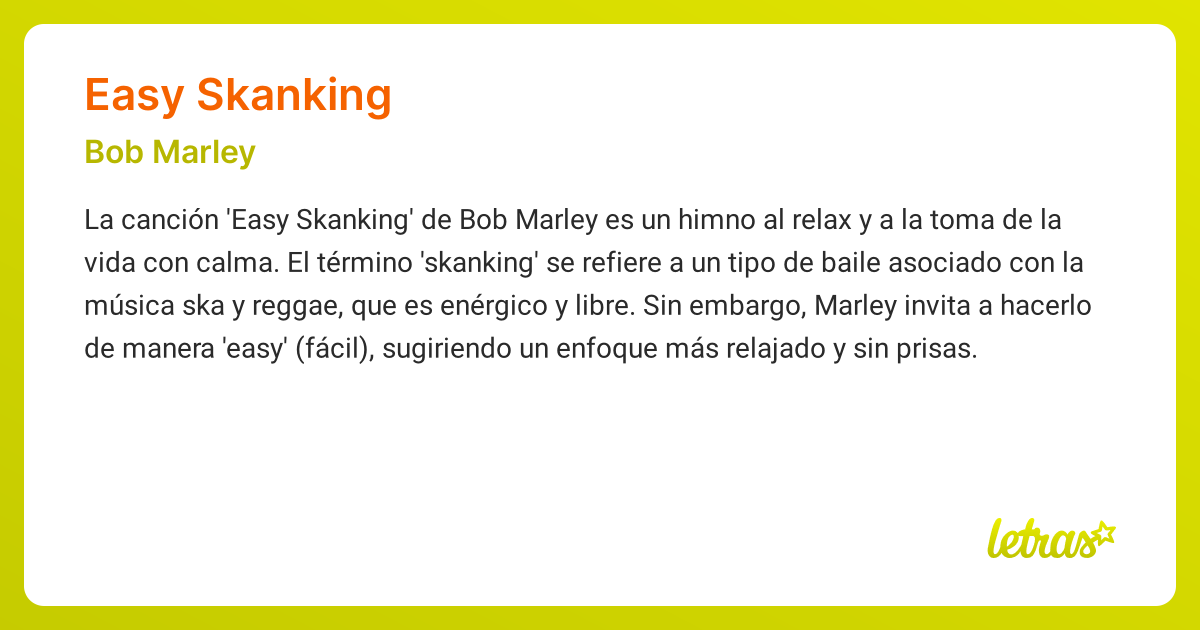 Significado de la canción EASY SKANKING (Bob Marley)