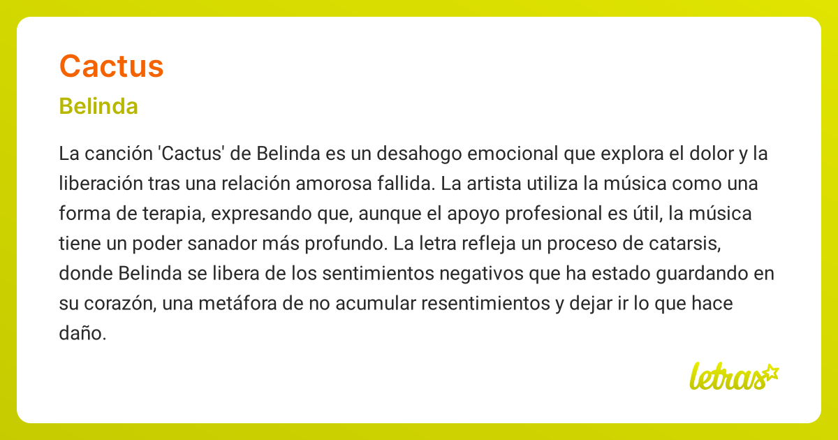 Significado de la cancin CACTUS (Belinda) - LETRAS.COM