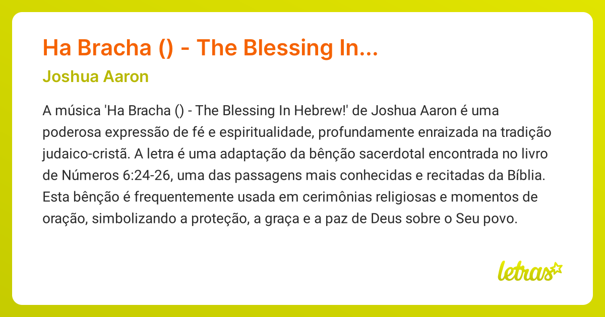 Significado da música Ha Bracha (הברכה) - The Blessing In Hebrew ...