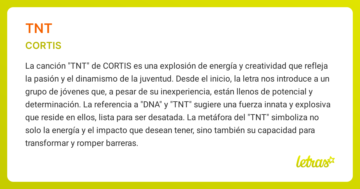 Significado de la canción TNT (CORTIS) - LETRAS.COM