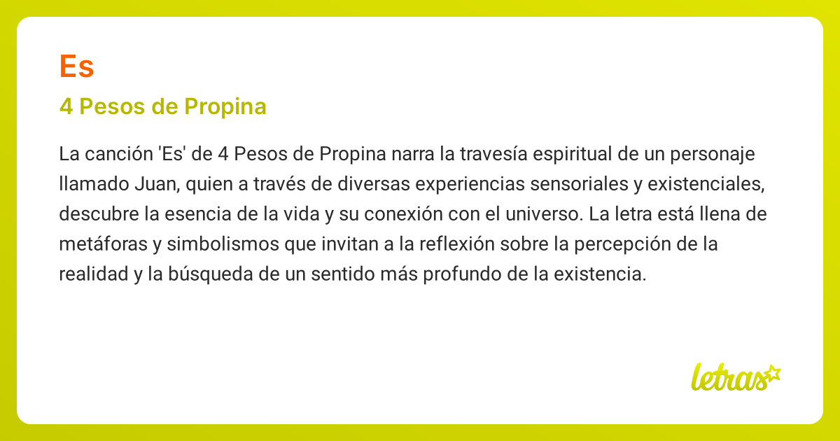 Significado de la canción ES (4 Pesos de Propina) - LETRAS.COM