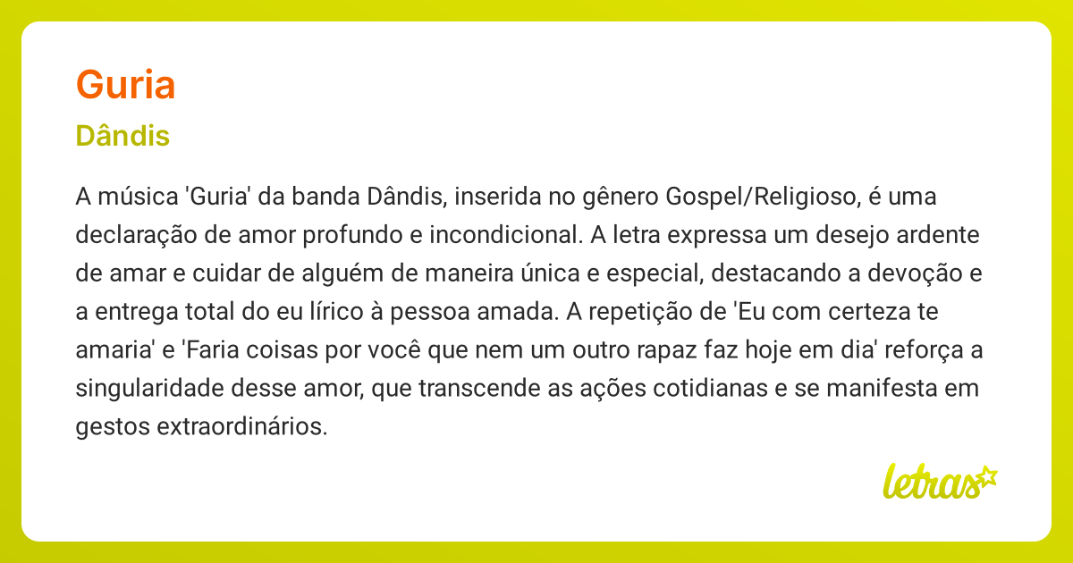 Significado da música GURIA (Dândis) - LETRAS.MUS.BR