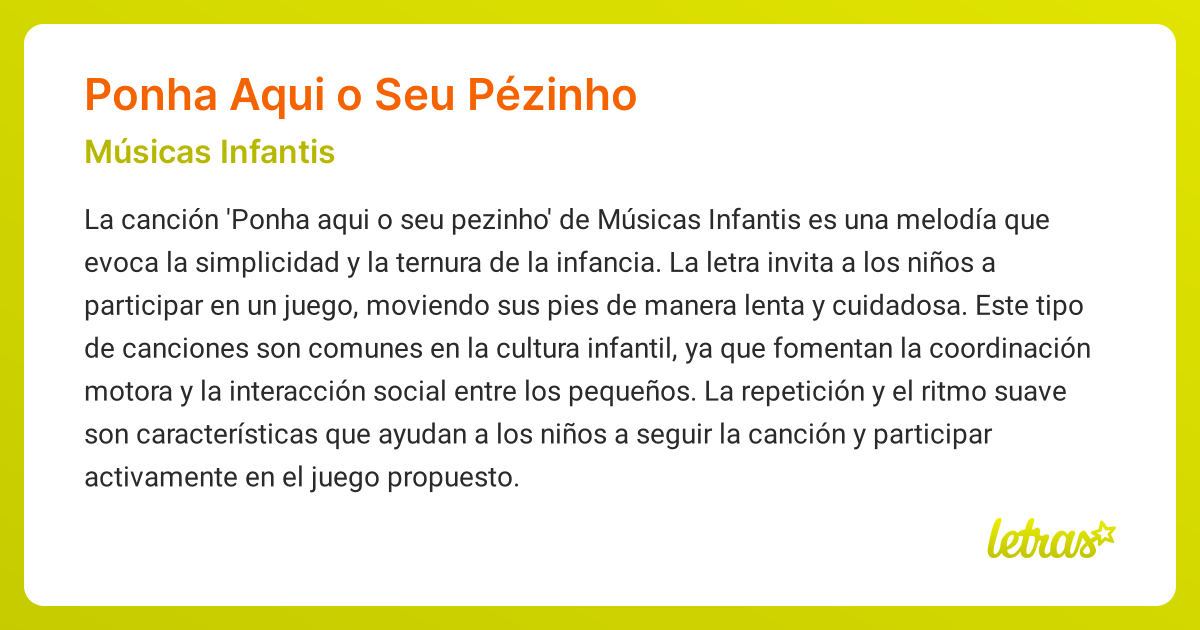 Significado de la canción PONHA AQUI O SEU PÉZINHO (Músicas Infantis ...