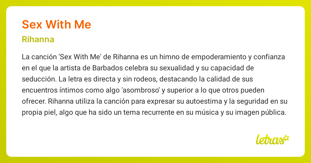 Significado de la canción SEX WITH ME Rihanna  LETRAS COM 