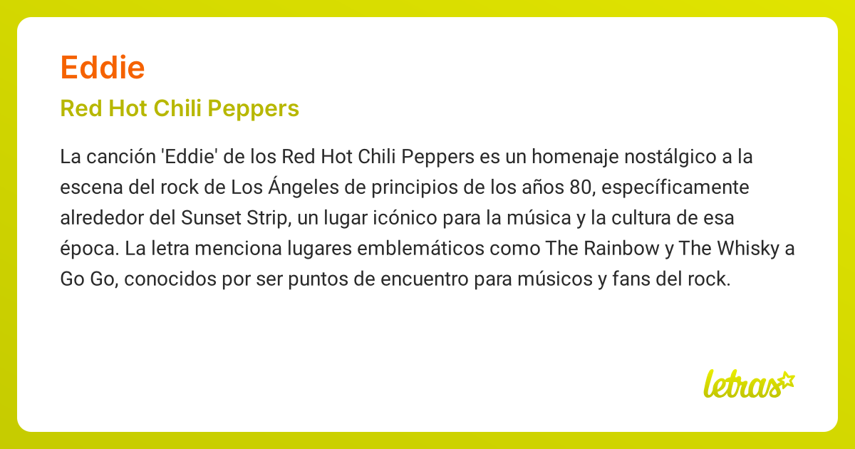 Significado de la canción EDDIE (Red Hot Chili Peppers)