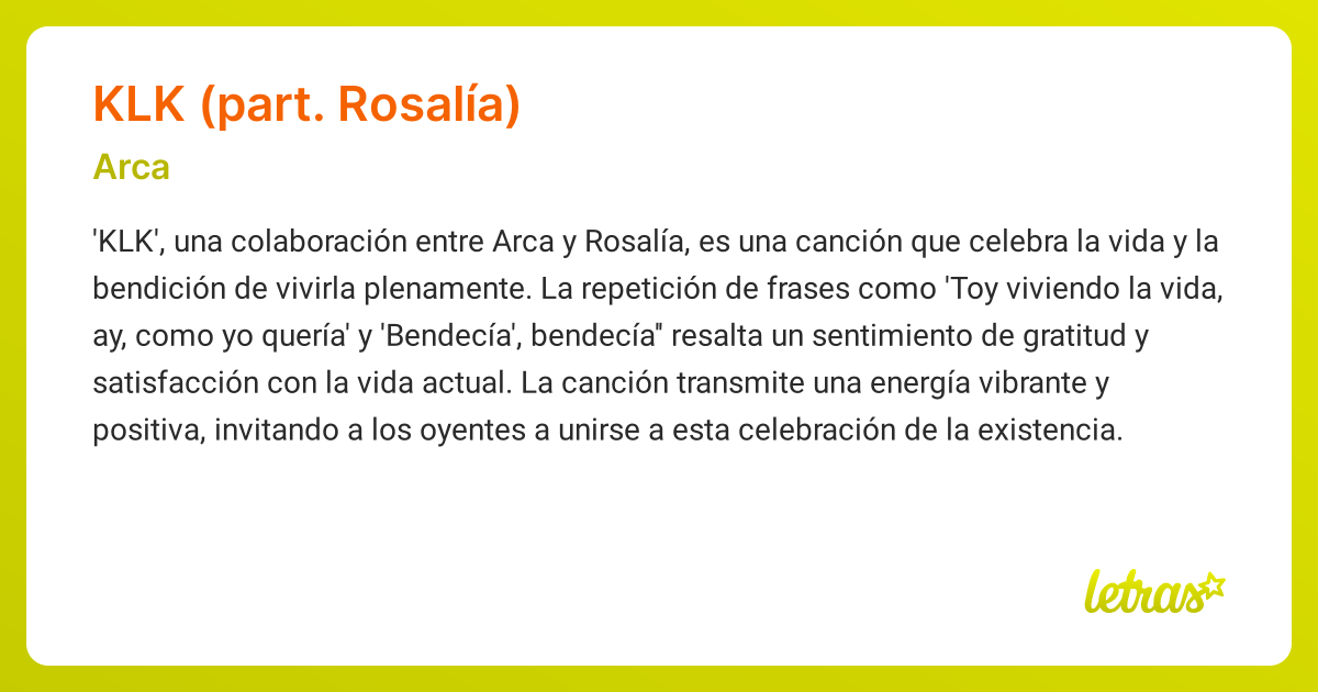 Significado de la canción KLK (PART. ROSALÍA) (Arca)