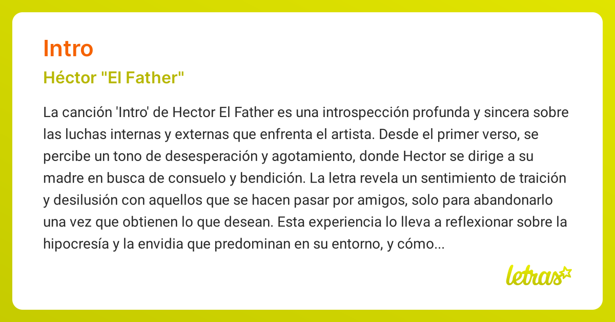 Significado de la canción INTRO (Héctor 
