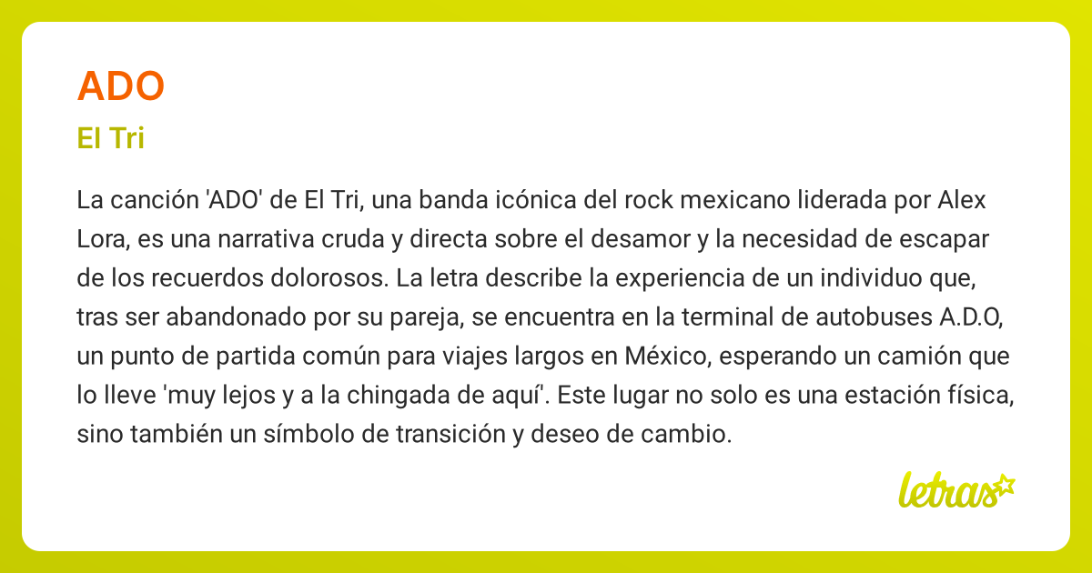 Significado de la canción ADO (El Tri) - LETRAS.COM