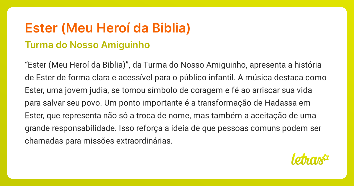 Significado da música ESTER (MEU HEROÍ DA BIBLIA) (Turma do Nosso ...