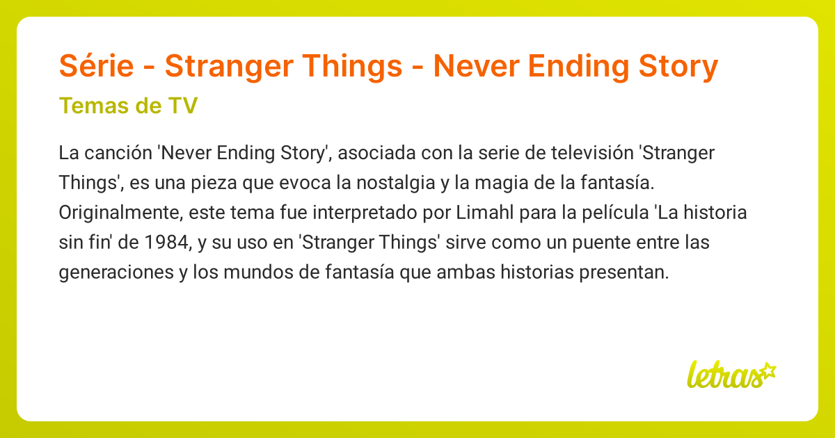Significado de la canción Série - Stranger Things - Never Ending Story ...