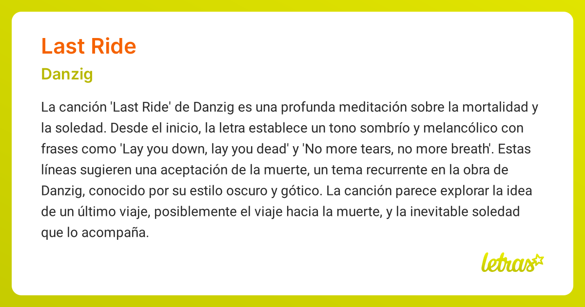 Significado de la canción LAST RIDE (Danzig) - LETRAS.COM
