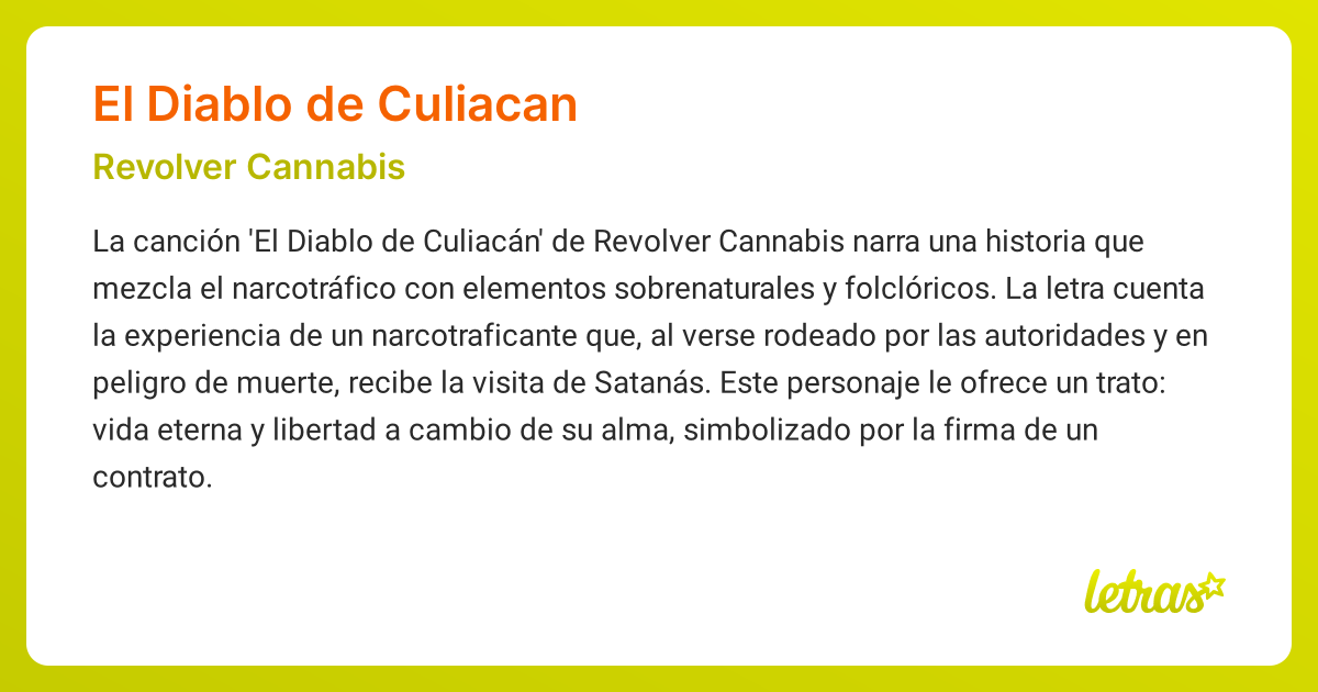 Significado de la canción EL DIABLO DE CULIACAN (Revolver Cannabis ...