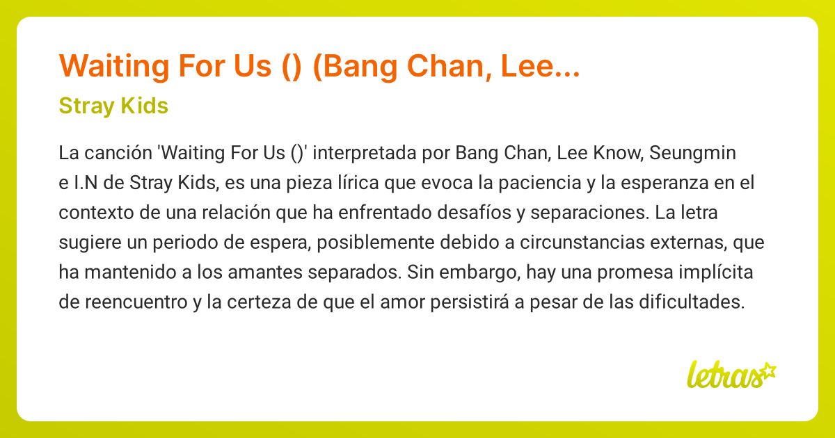Significado de la canción Waiting For Us (피어난다) (Bang Chan, Lee Know ...