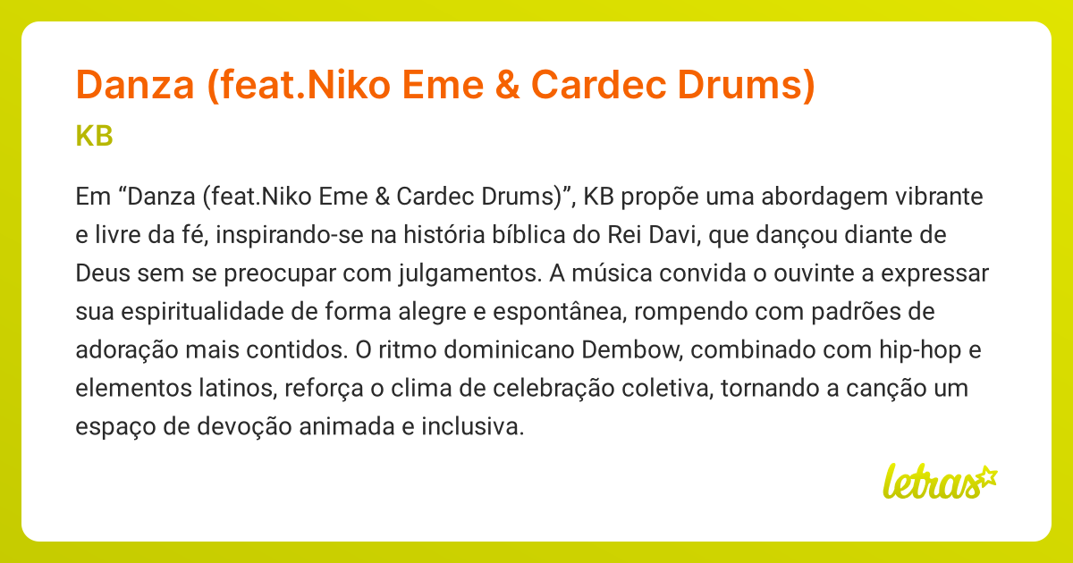 Significado da música Danza (feat.Niko Eme & Cardec Drums) (KB ...