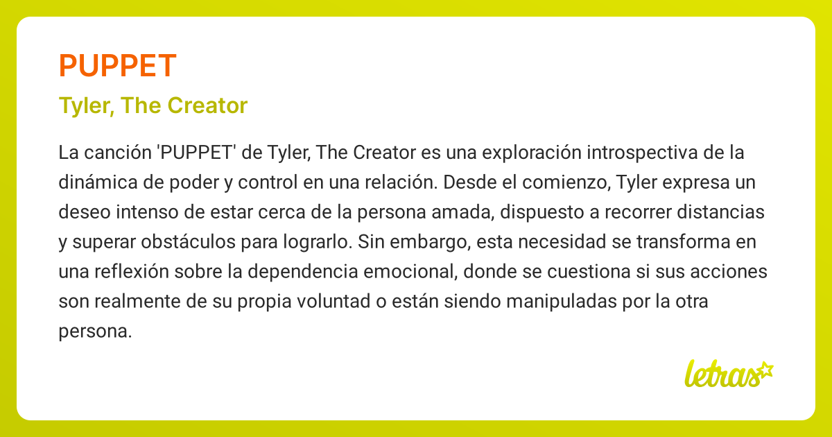 Significado de la canción PUPPET (Tyler, The Creator)