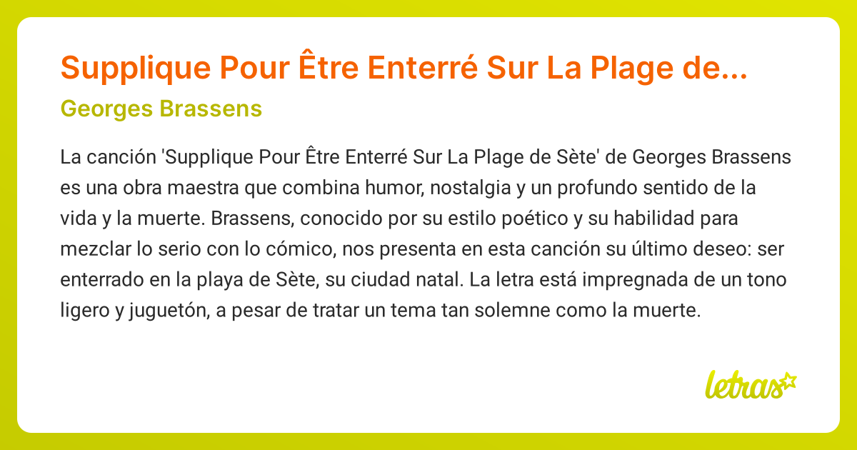 Significado de la canción Supplique Pour Être Enterré Sur La Plage de ...