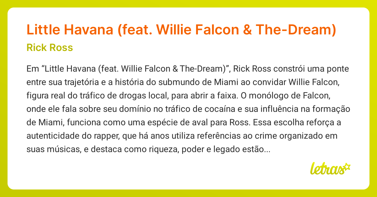 Significado da música Little Havana (feat. Willie Falcon & The-Dream ...