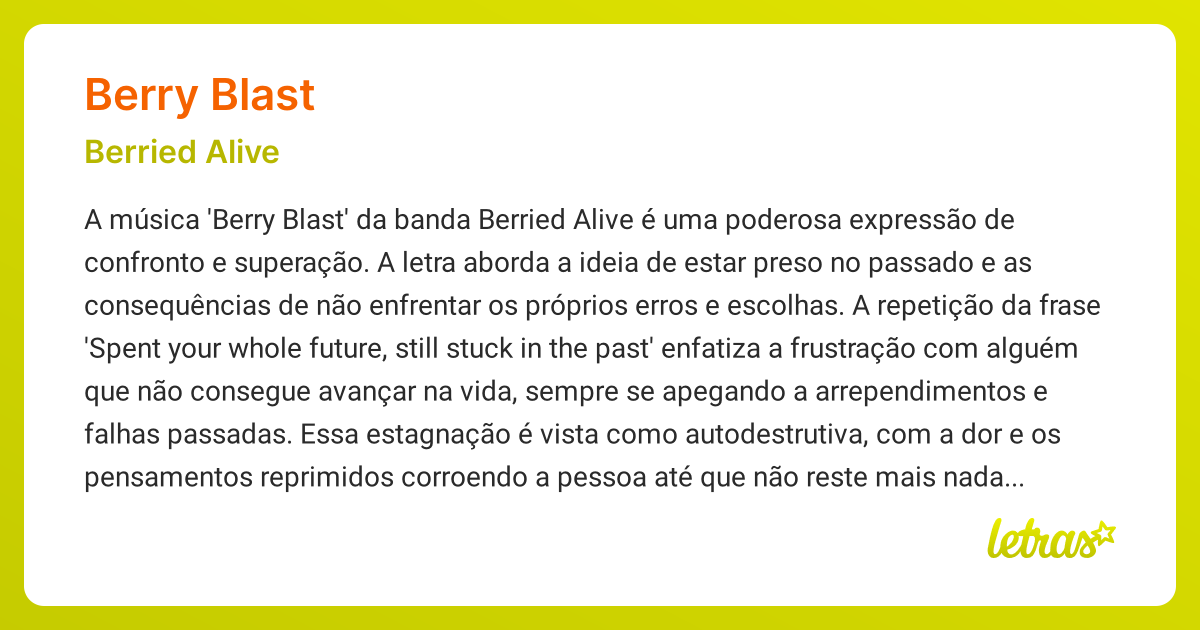 Significado da música BERRY BLAST (Berried Alive) - LETRAS.MUS.BR