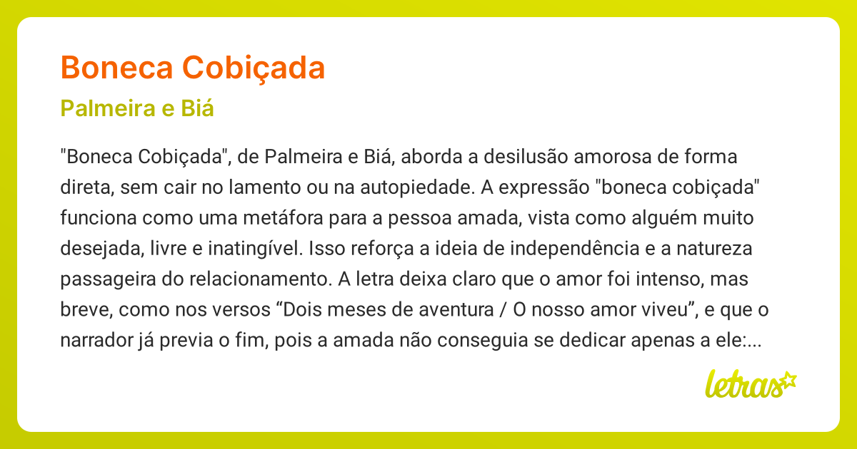 Significado da música BONECA COBIÇADA (Palmeira e Biá) - LETRAS.MUS.BR
