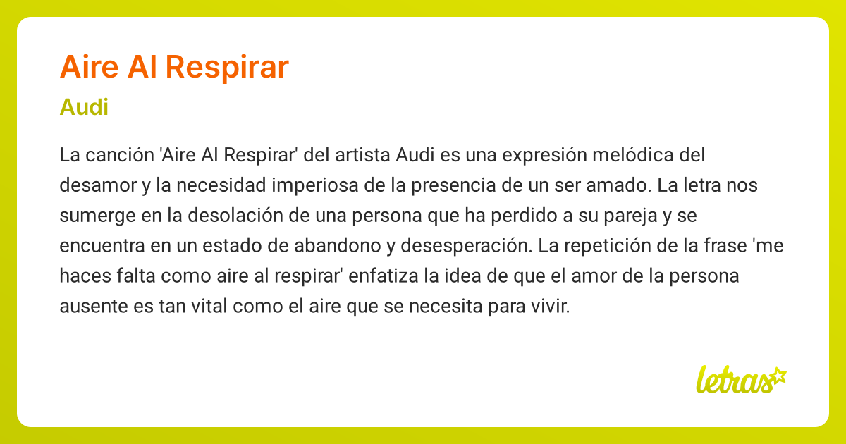 Significado de la canción AIRE AL RESPIRAR (Audi)