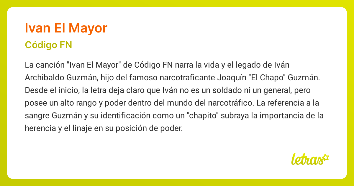Significado de la canción IVAN EL MAYOR (Código FN) - LETRAS.COM