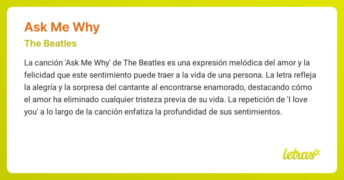 Significado de la canción ASK ME WHY (The Beatles)