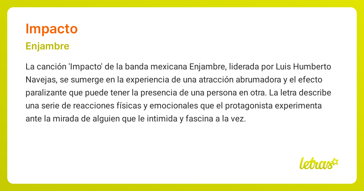 Significado de la canción IMPACTO (Enjambre) - LETRAS.COM
