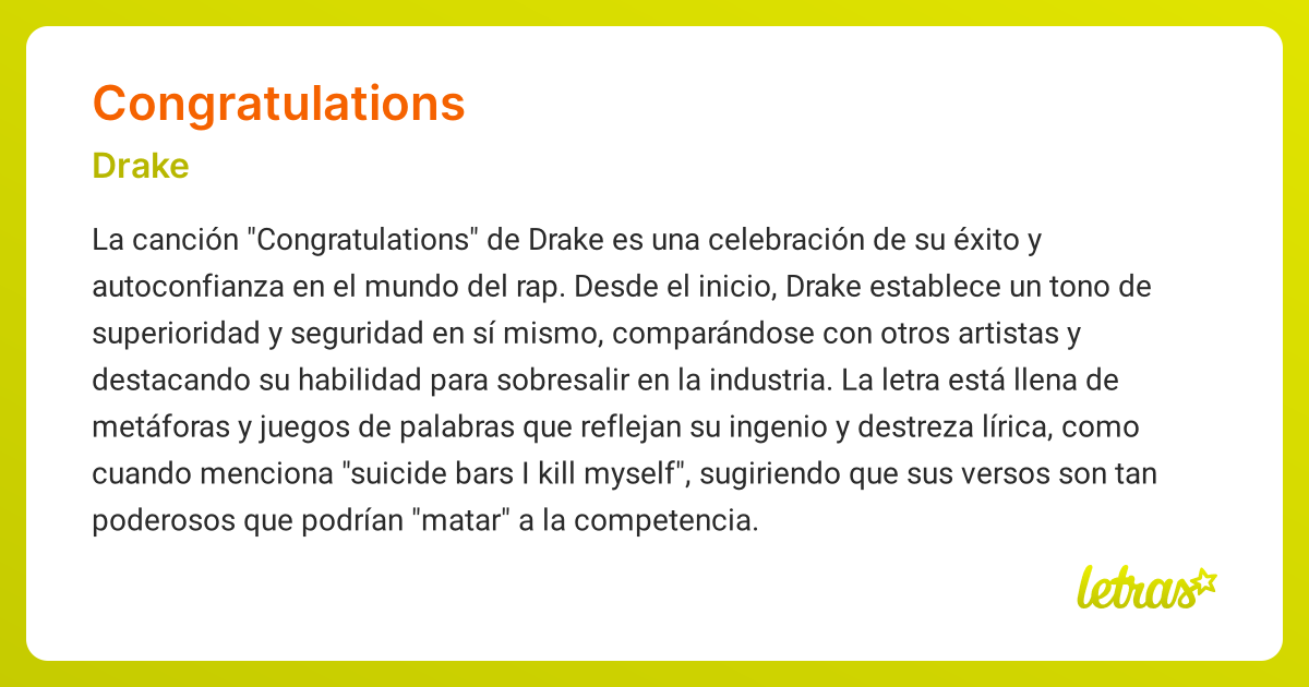 Significado de la canción CONGRATULATIONS (Drake) - LETRAS.COM