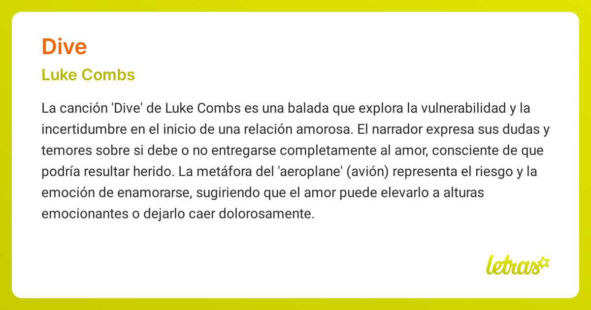 Significado de la canción DIVE (Luke Combs)