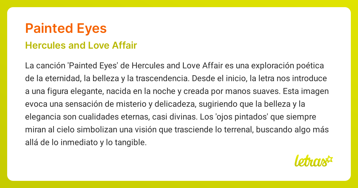 Significado de la canción PAINTED EYES (Hercules and Love Affair