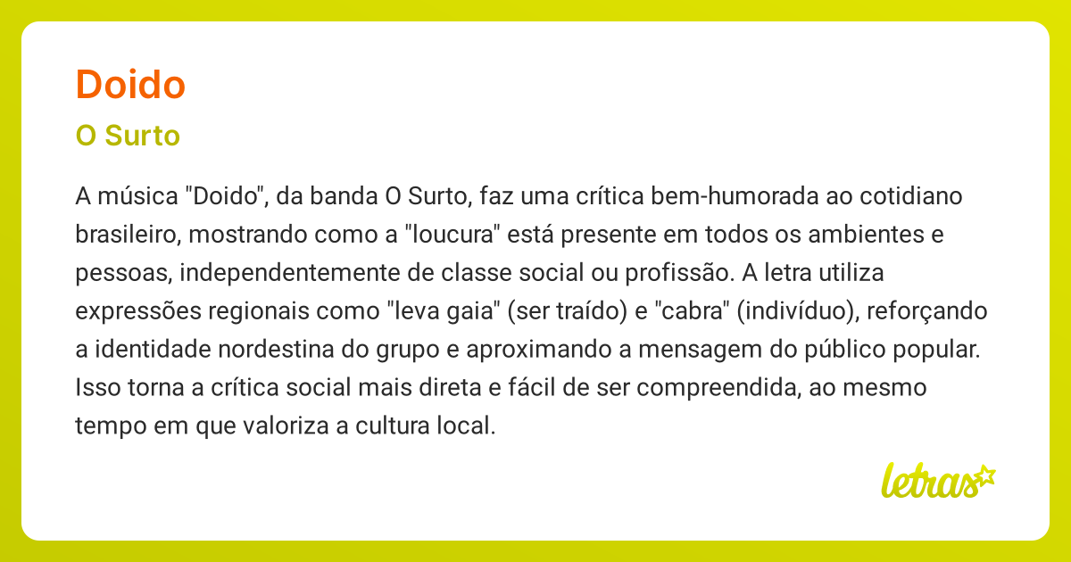 Significado da música DOIDO (O Surto) - LETRAS.MUS.BR
