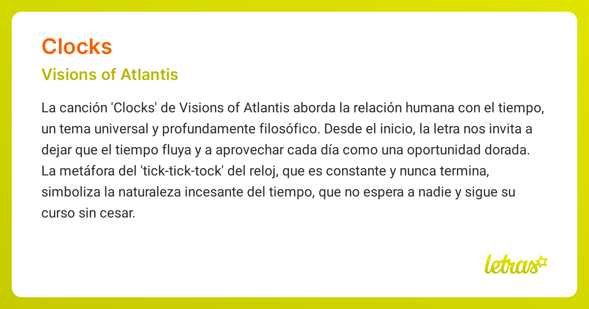 Significado de la canción CLOCKS (Visions of Atlantis)