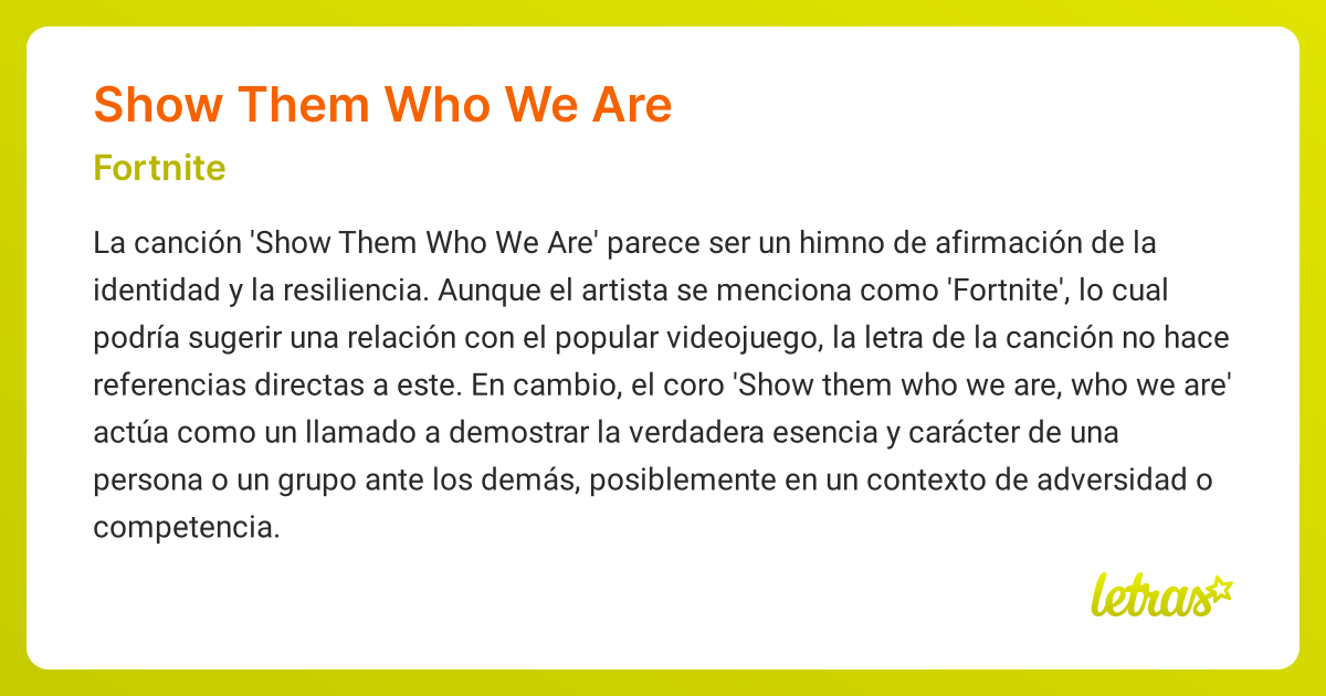 Significado de la canci n show them who we are fortnite letras com