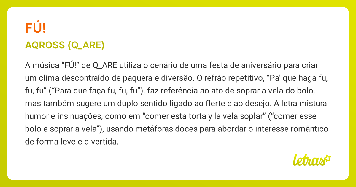 Significado da música FÚ! (Q_ARE) - LETRAS.MUS.BR