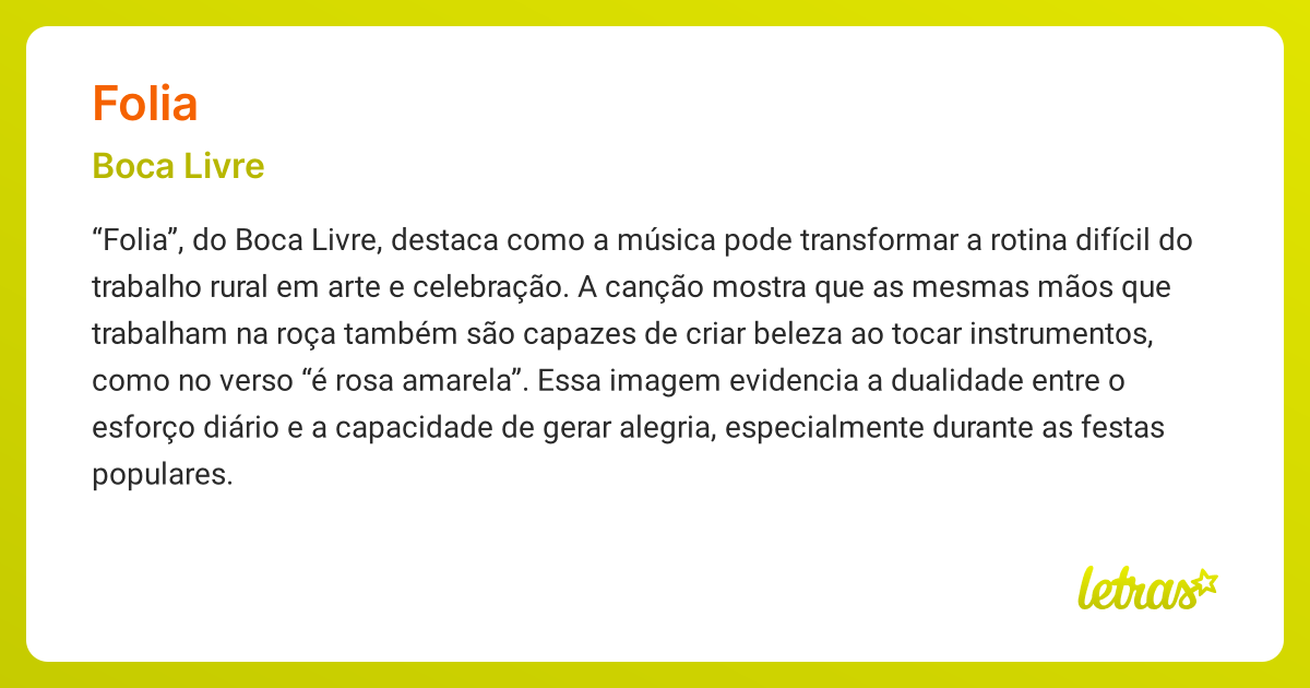 Significado da música FOLIA (Boca Livre) - LETRAS.MUS.BR