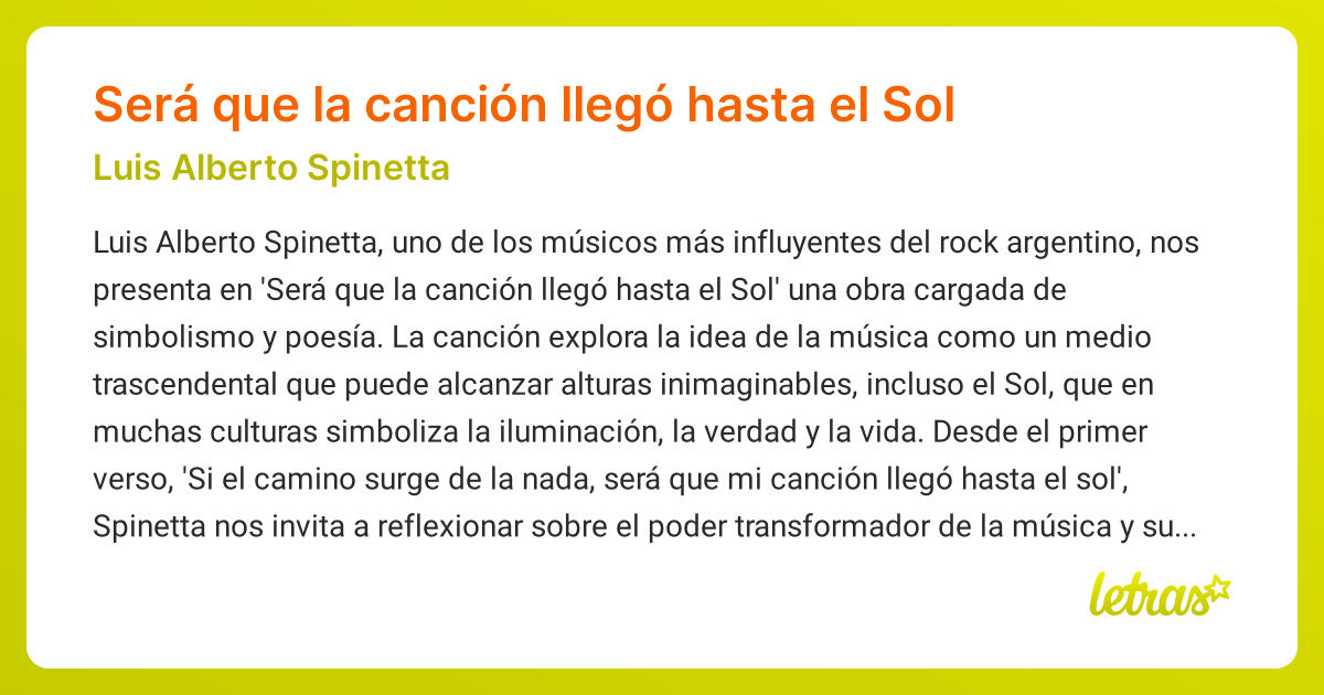 Significado de la canción Será que la canción llegó hasta el Sol (Luis