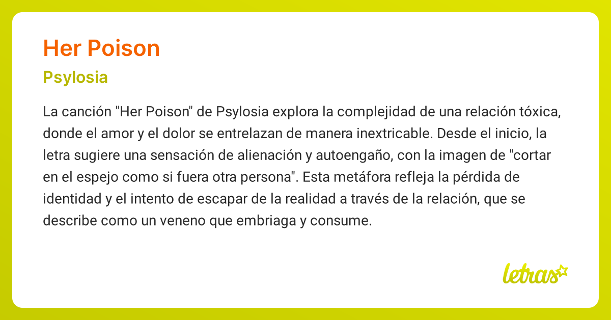 Significado de la canción HER POISON (Psylosia) - LETRAS.COM