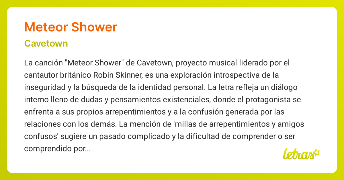 Significado de la canción METEOR SHOWER (Cavetown)