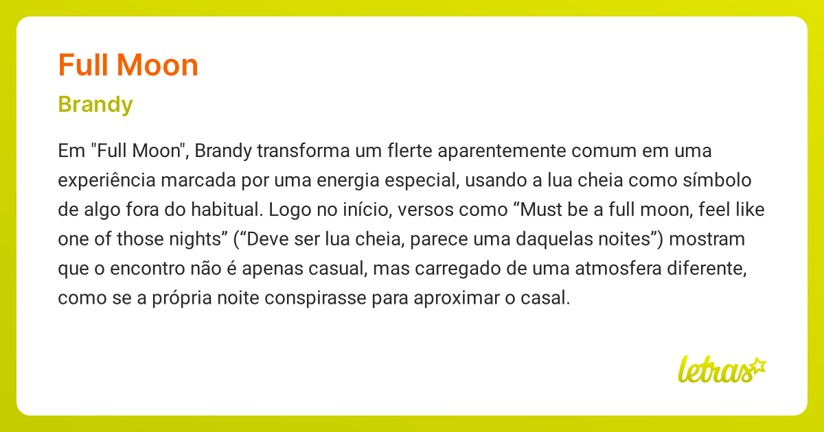 Significado da música FULL MOON (Brandy) LETRAS.MUS.BR