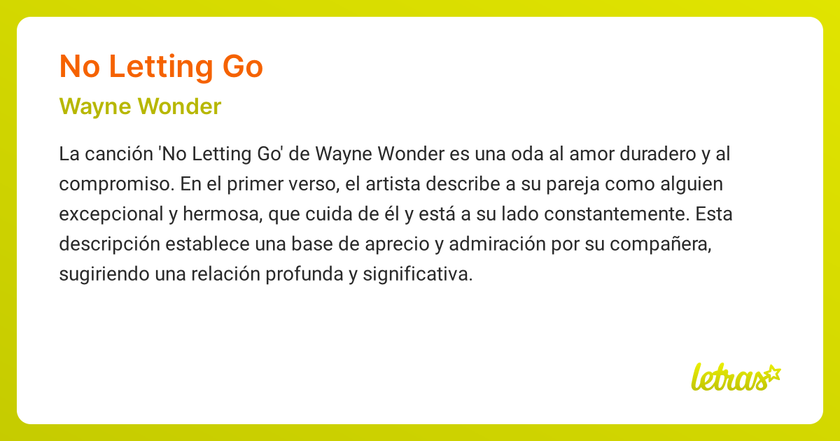 Significado De La Canción No Letting Go (wayne Wonder) - Letras.com